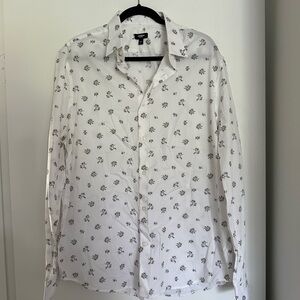 Express White Flower Dress Shirt